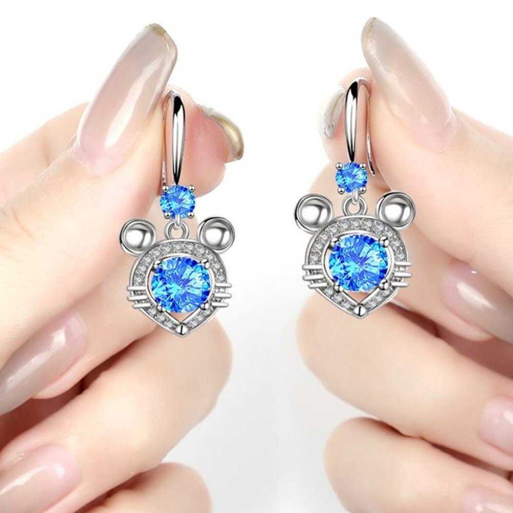 925 Sterling Silver Hoop Drop Dangle Earrings I763 - Picture 2 of 2